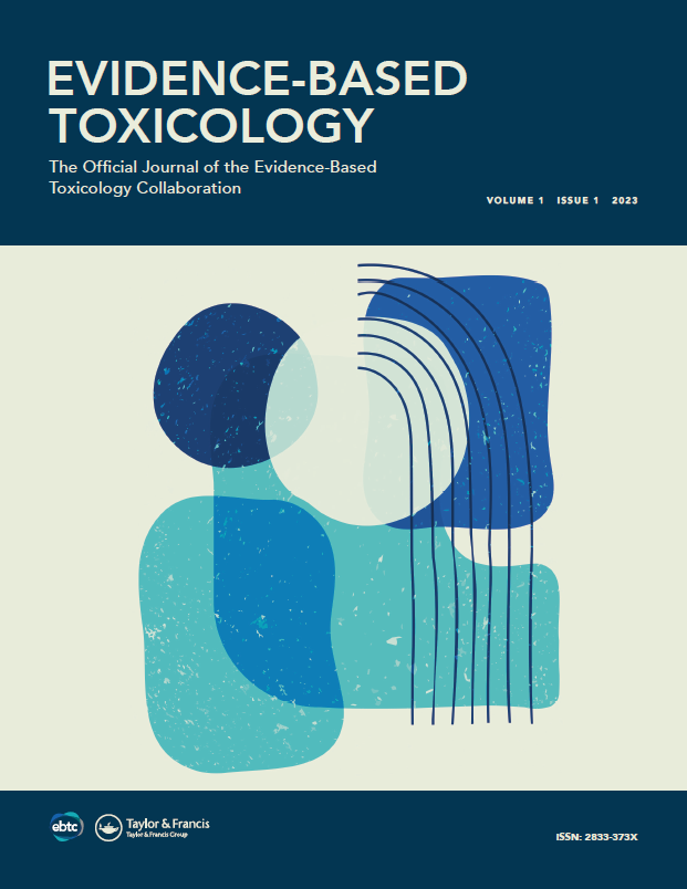 The cover page of the journal Evidence-Based Toxicology. The picture is an abstract arrangement of shapes and curves.